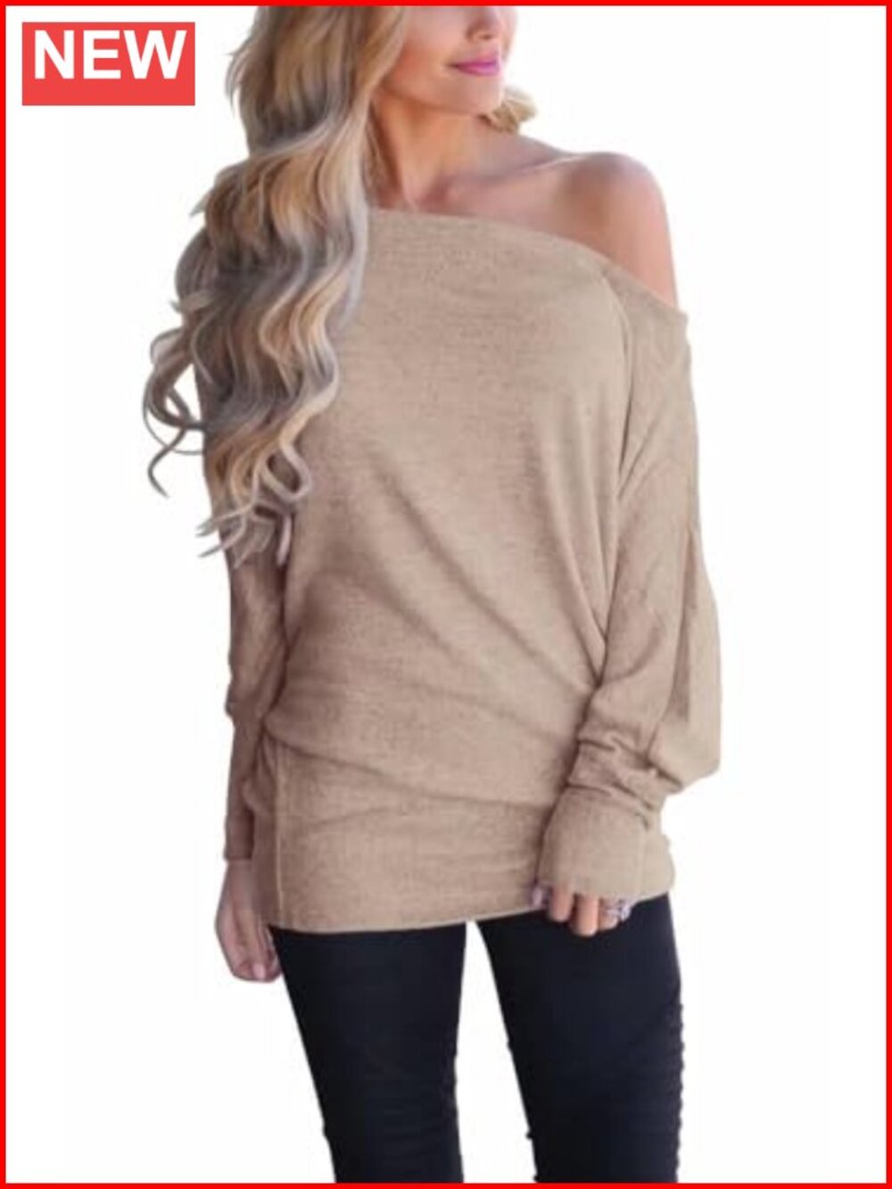 Off Shoulder Long Sleeve Knit Oversized Pullover Sweater Tunic Top Women's